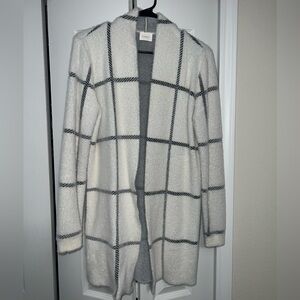 Cyrus White and Gray Checkered Cardigan